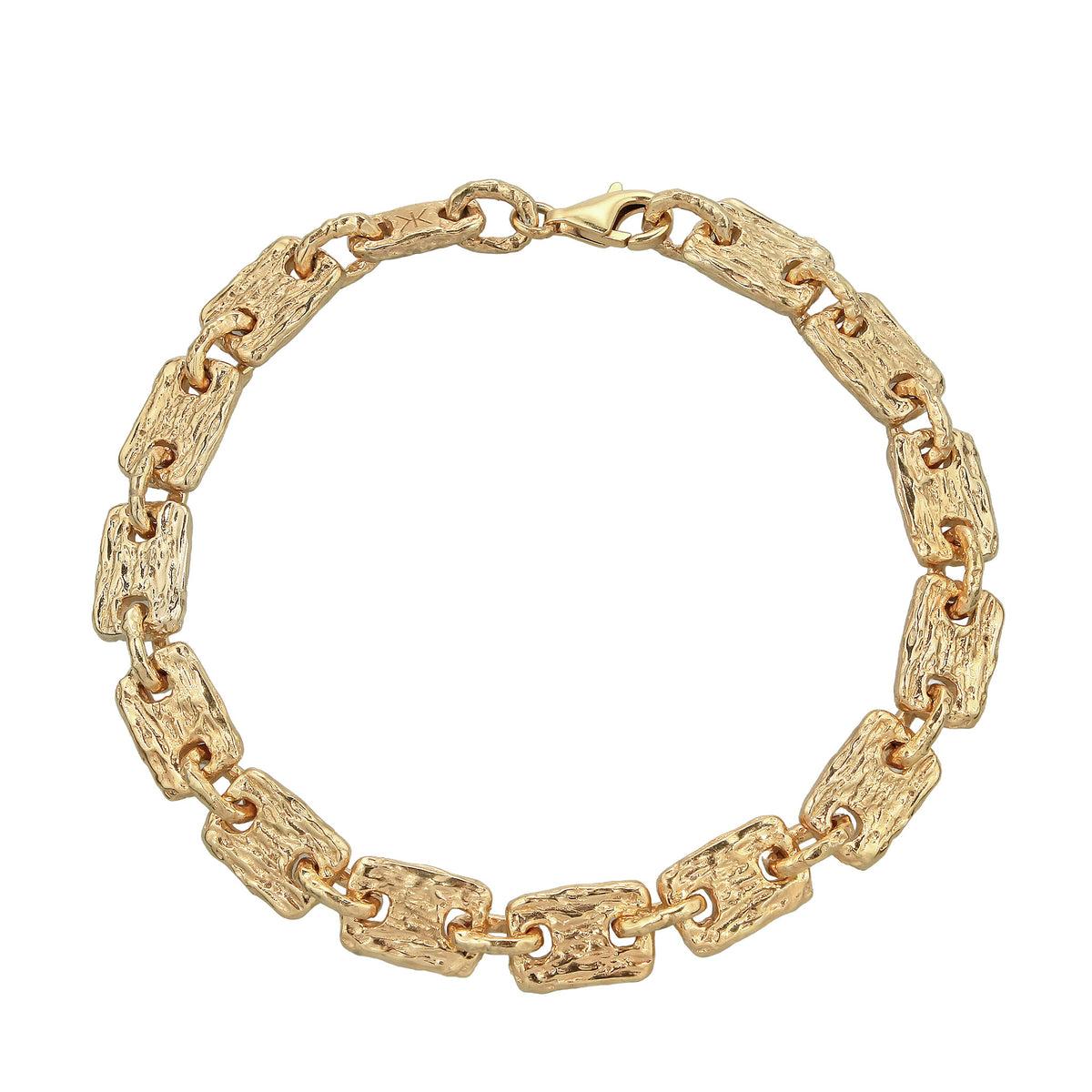 Gold - KUZZOI | Armband | Rechteck Struktur | 925 Sterling Silber vergoldet