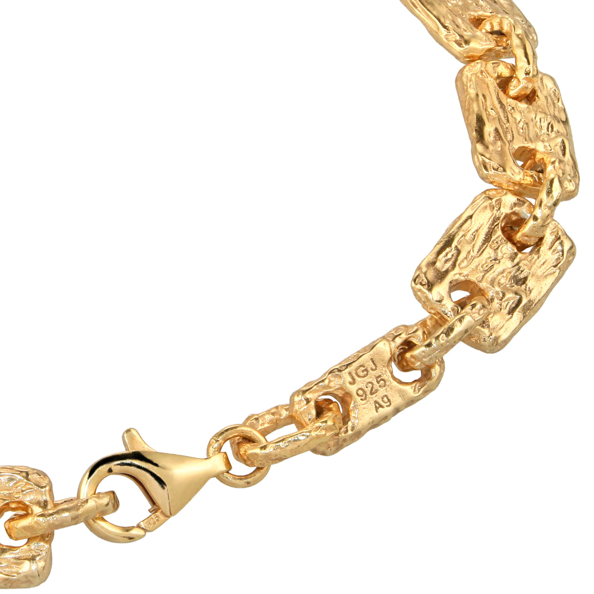 Gold - KUZZOI | Armband | Rechteck Struktur | 925 Sterling Silber vergoldet
