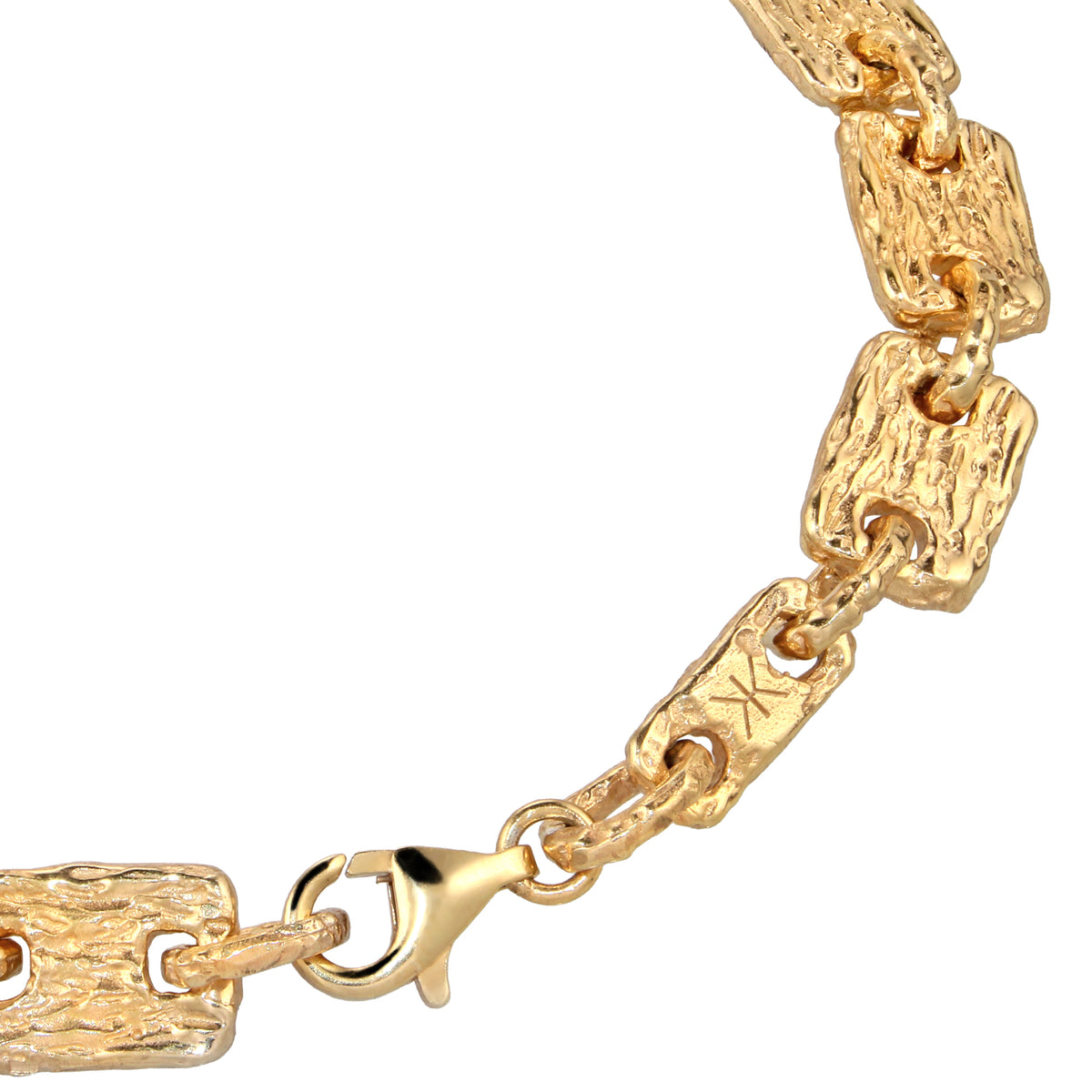 Gold - KUZZOI | Armband | Rechteck Struktur | 925 Sterling Silber vergoldet