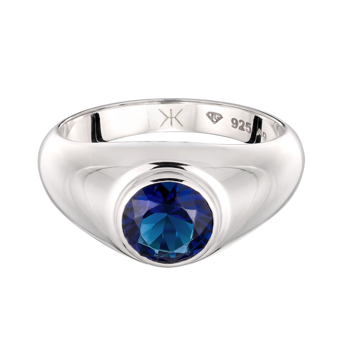 Silber - KUZZOI | Herren Siegelring | Synthetischer Saphir (Blau) | 925 Sterling Silber