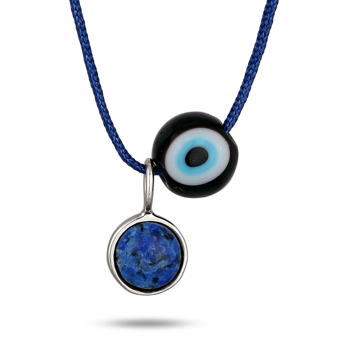 Blau - KUZZOI | Halskette Evil Eye | Lapislazuli (Blau) | 925 Sterling Silber