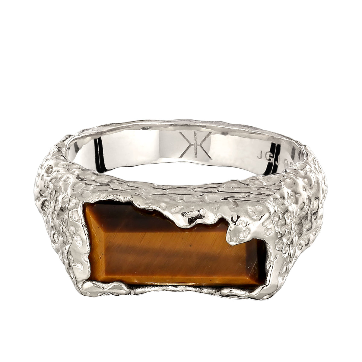 Silber - KUZZOI | Siegelring Rechteck | Tigerauge Organic | 925 Sterling Silber