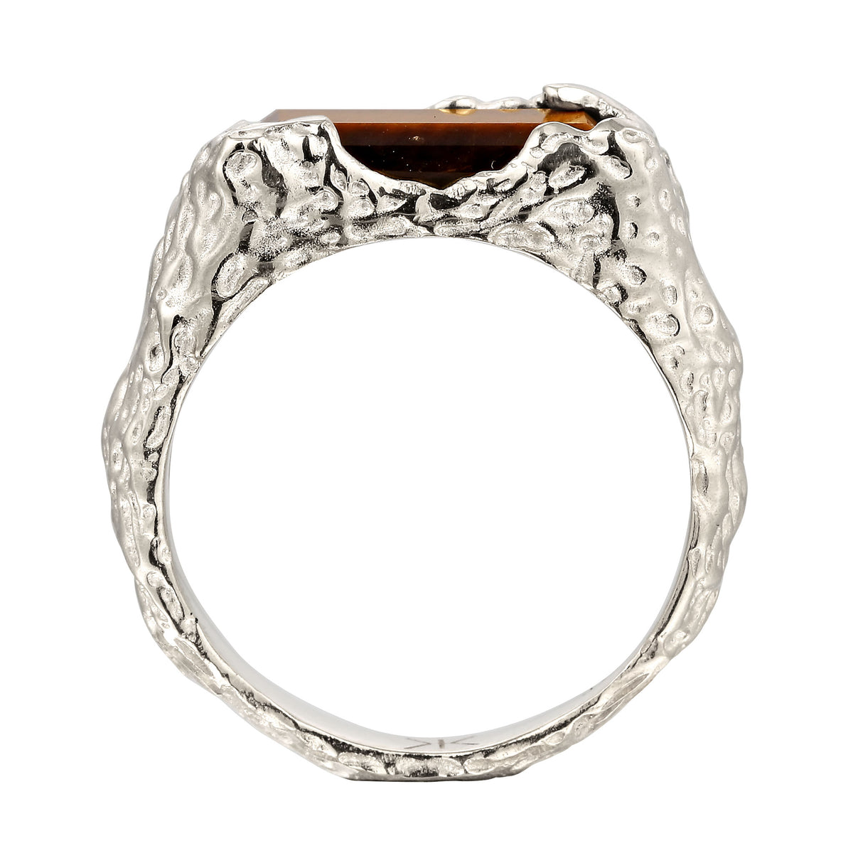 Silber - KUZZOI | Siegelring Rechteck | Tigerauge Organic | 925 Sterling Silber