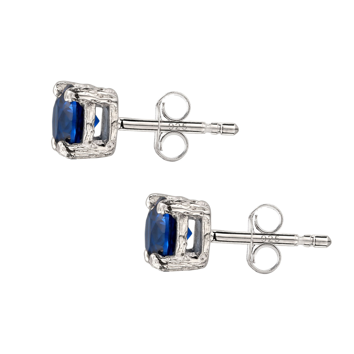 Silber - KUZZOI | Ohrstecker | Synthetischer Saphir Blau | 925 Sterling Silber