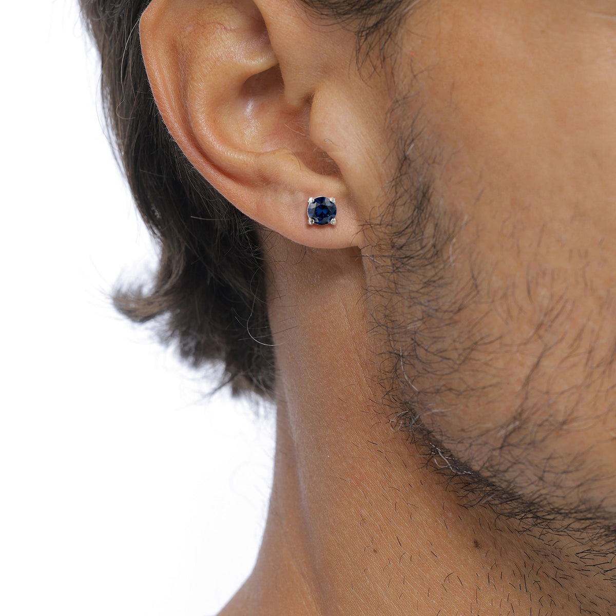Silber - KUZZOI | Ohrstecker | Synthetischer Saphir Blau | 925 Sterling Silber