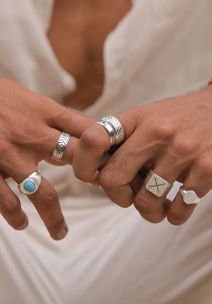 Herren Ringe mit Stein und Perlen Armbänder in Silber